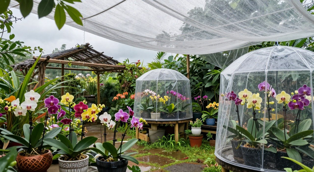 Como Proteger Orquídeas no Jardim Externo do Sol, Chuva e Vento