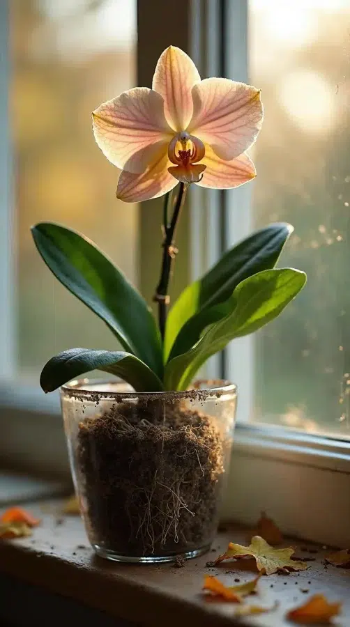 Por que as raízes da orquídea crescem menos no outono