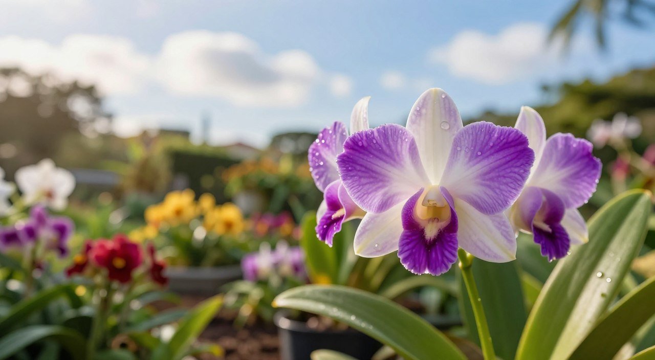 Orquídea Cattleya No Jardim Externo
