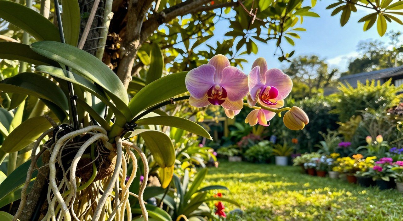 Orquídea Vanda No Jardim Externo