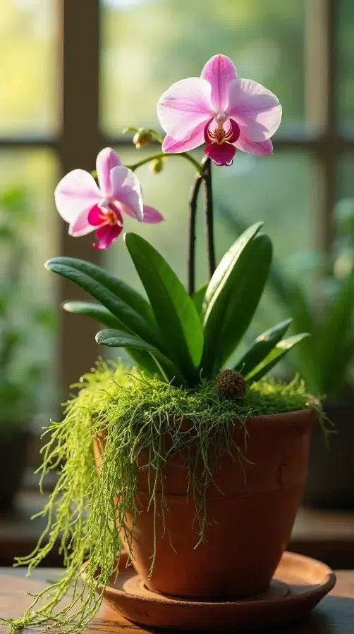 Raízes de orquídea para fora é sinal de saúde