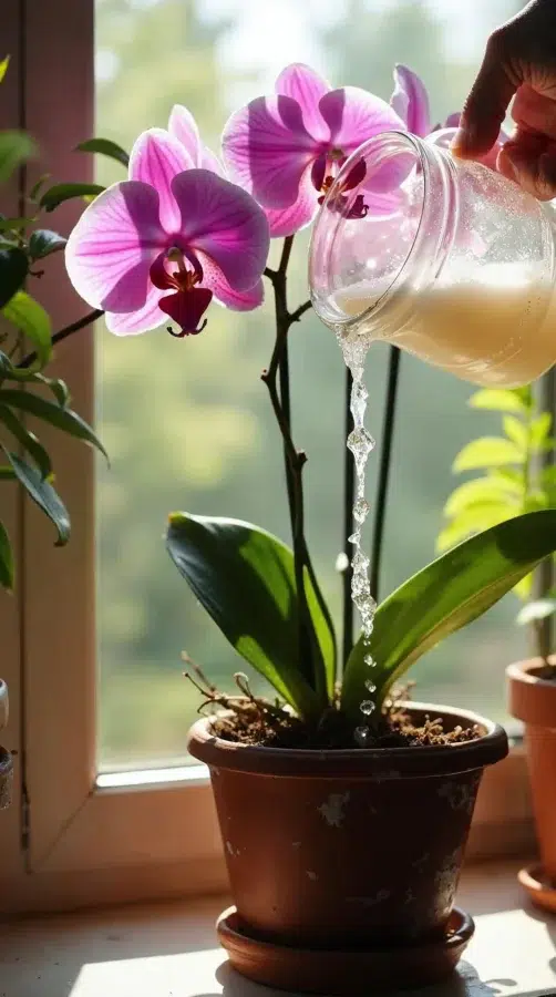 Orquídeas turbinadas com água de arroz
